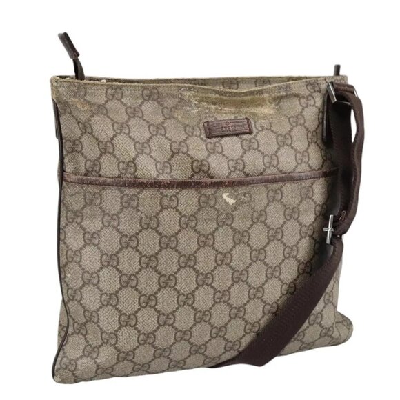 GUCCI GG Supreme Shoulder Bag PVC Beige 141626 Auth - Picture 1 of 14